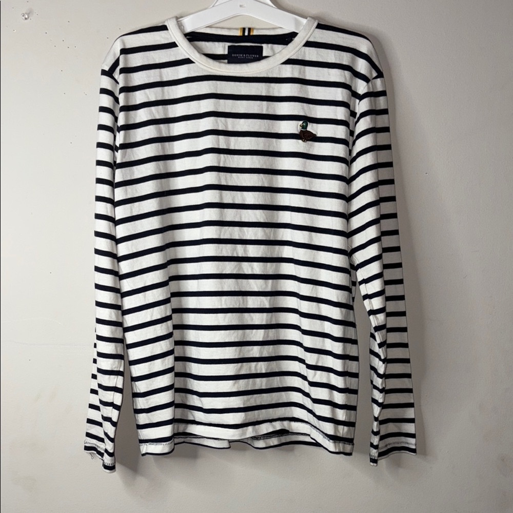 Denim & Flower Black and White Long Sleeve Tee
